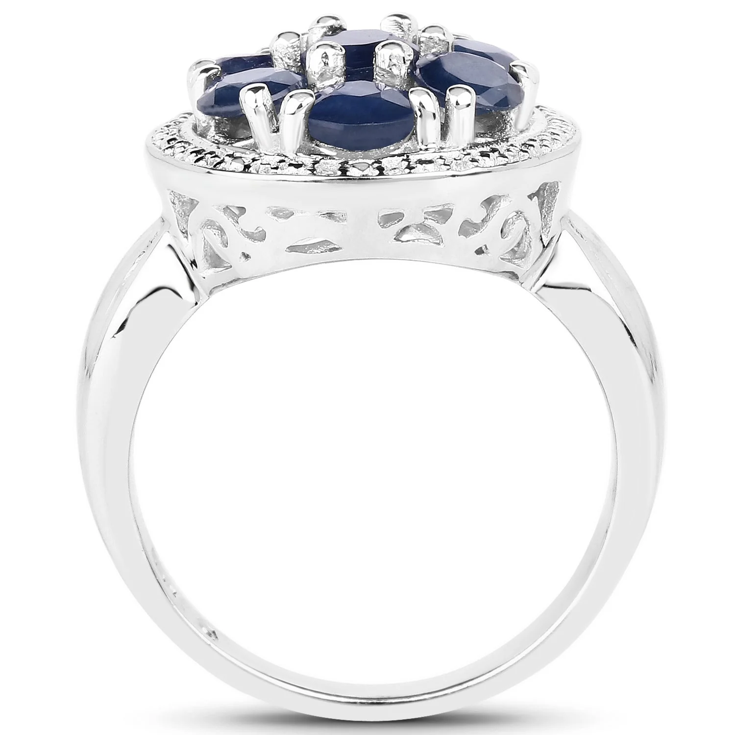 2.10 Carat Genuine Blue Sapphire .925 Sterling Silver Ring - Image 2