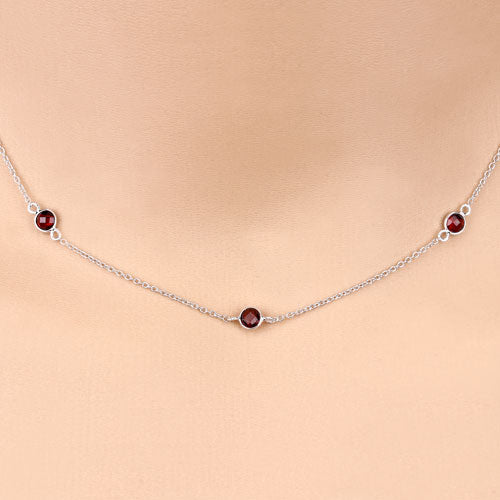 2.10 Carat Genuine Garnet .925 Sterling Silver Necklace - Image 4