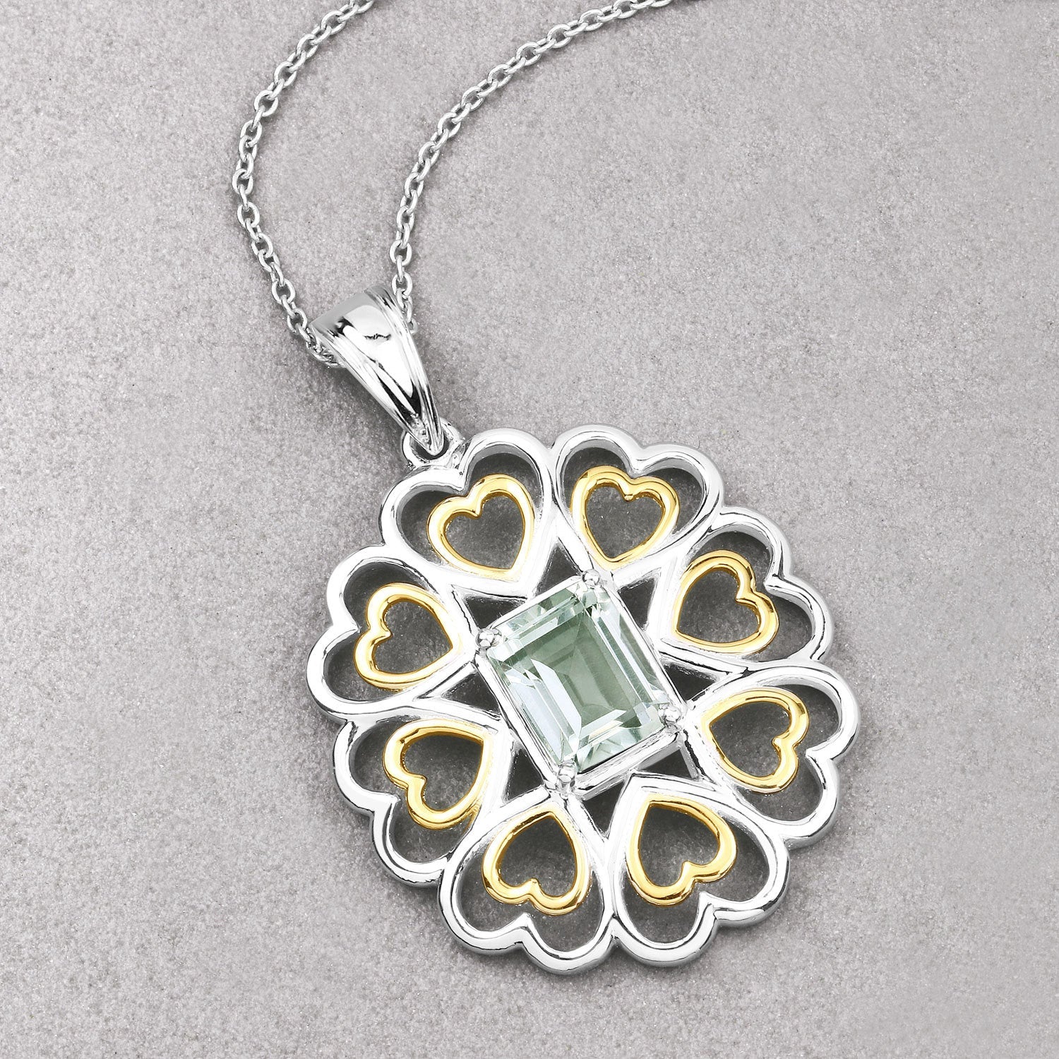 2.10 Carat Genuine Green Amethyst .925 Sterling Silver Pendant - Image 4