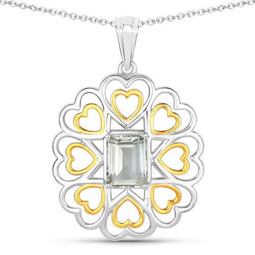 2.10 Carat Genuine Green Amethyst .925 Sterling Silver Pendant - Image 5