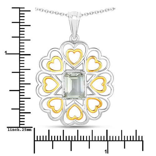 2.10 Carat Genuine Green Amethyst .925 Sterling Silver Pendant - Image 7