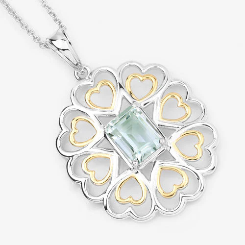 2.10 Carat Genuine Green Amethyst .925 Sterling Silver Pendant - Image 9