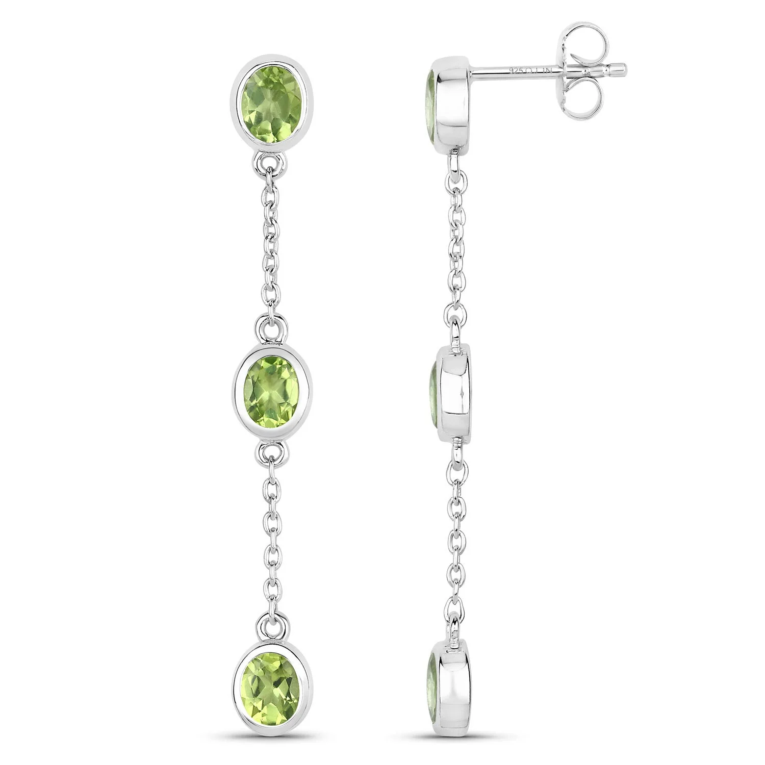 2.10 Carat Genuine Peridot .925 Sterling Silver Earrings - Image 2