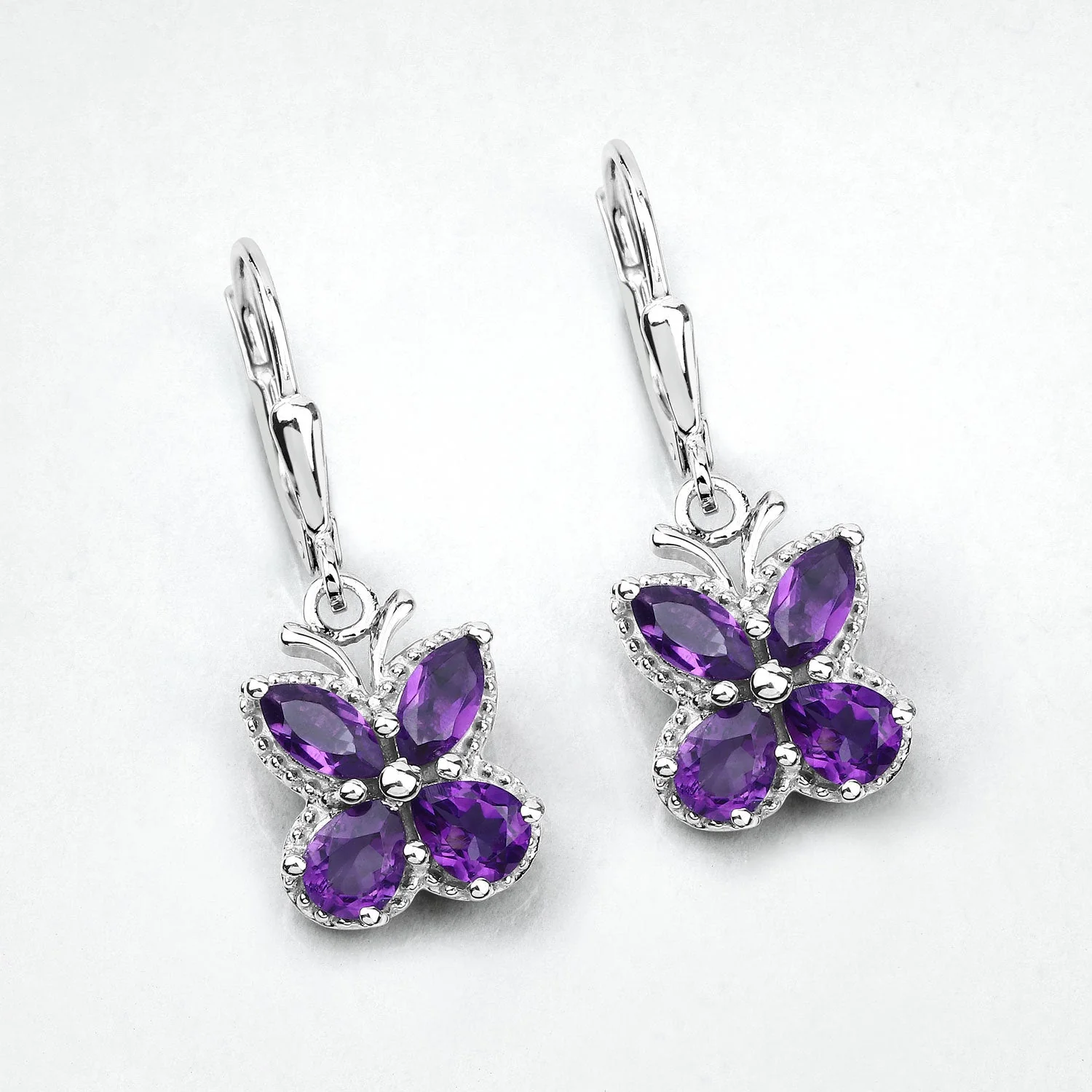 2.12 Carat Genuine Amethyst .925 Sterling Silver Earrings - Image 4