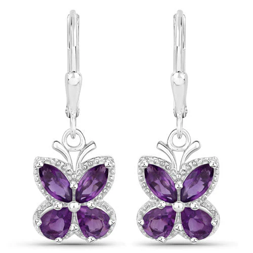 2.12 Carat Genuine Amethyst .925 Sterling Silver Earrings - Image 5