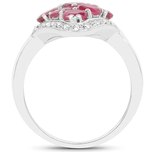 2.12 Carat Genuine Glass Filled Ruby & White Zircon .925 Sterling Silver Ring - Image 5