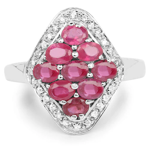 2.12 Carat Genuine Glass Filled Ruby & White Zircon .925 Sterling Silver Ring - Image 6