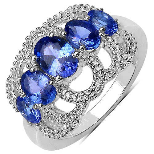 2.13 Carat Genuine Tanzanite .925 Sterling Silver Ring - Image 2