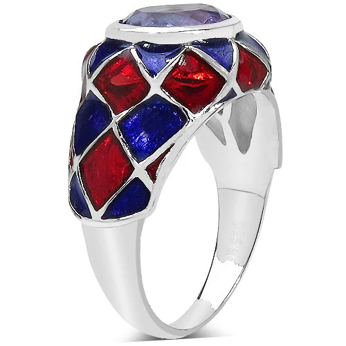 2.16 Carat Genuine Amethyst & White Diamond .925 Sterling Silver Ring - Image 5