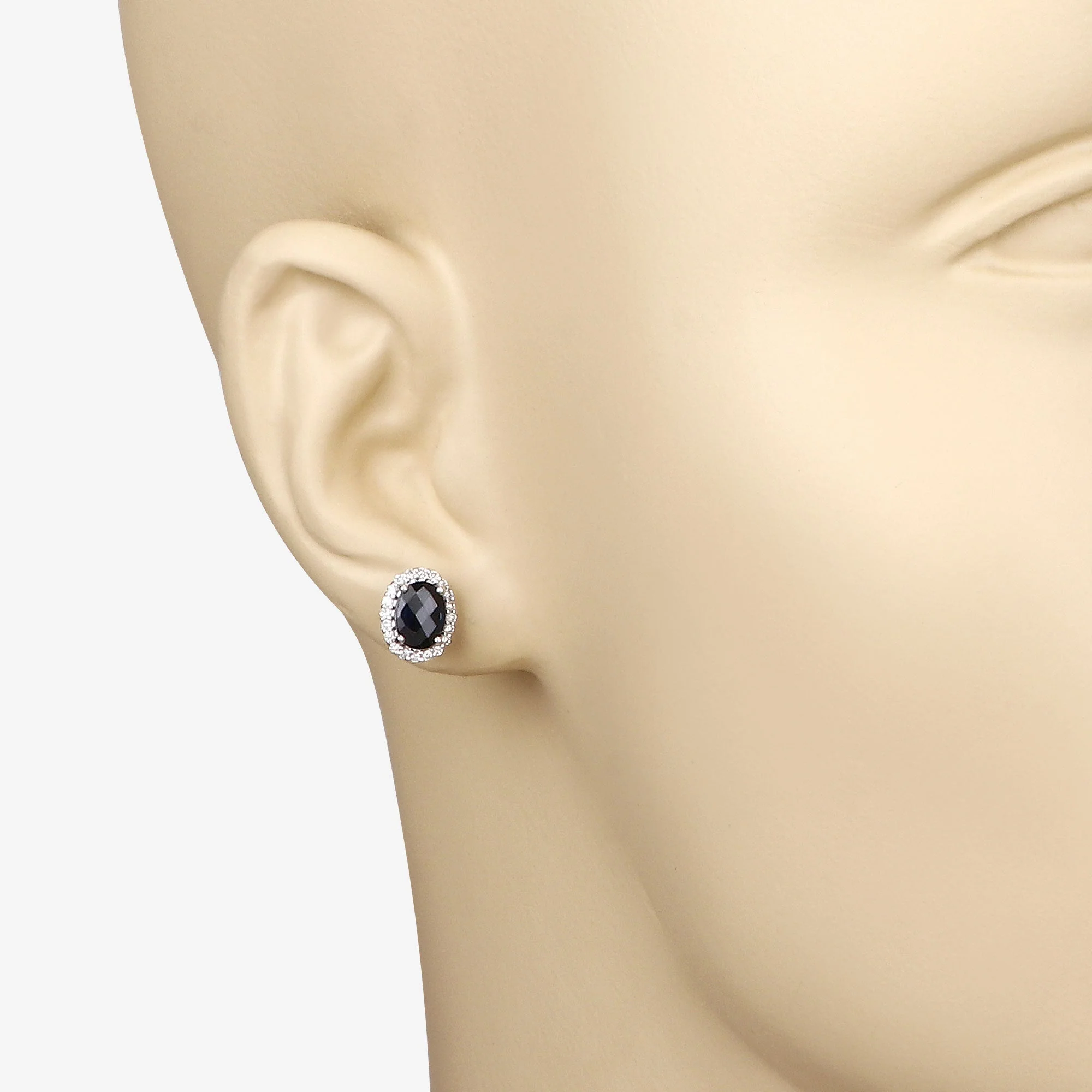 2.16 Carat Genuine Blue Sapphire and White Diamond 14K White Gold Earrings - Image 3