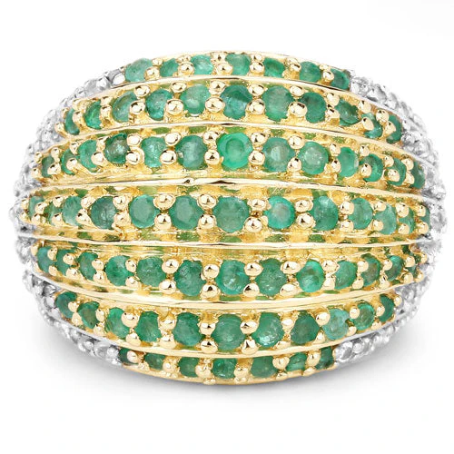 2.16 Carat Genuine Emerald and White Topaz .925 Sterling Silver Ring - Image 3