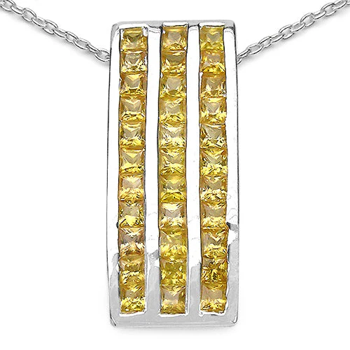 2.16 Carat Genuine Yellow Sapphire .925 Sterling Silver Pendant - Image 3
