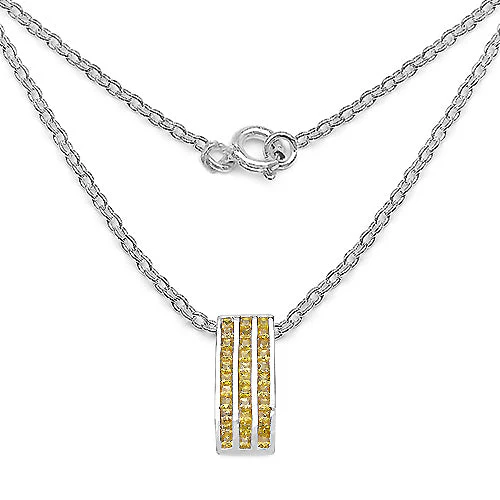 2.16 Carat Genuine Yellow Sapphire .925 Sterling Silver Pendant - Image 4