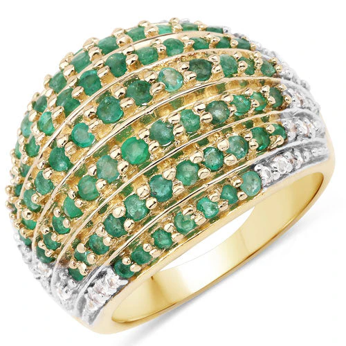 2.16 Carat Genuine Zambian Emerald and White Topaz .925 Sterling Silver Ring - Image 4