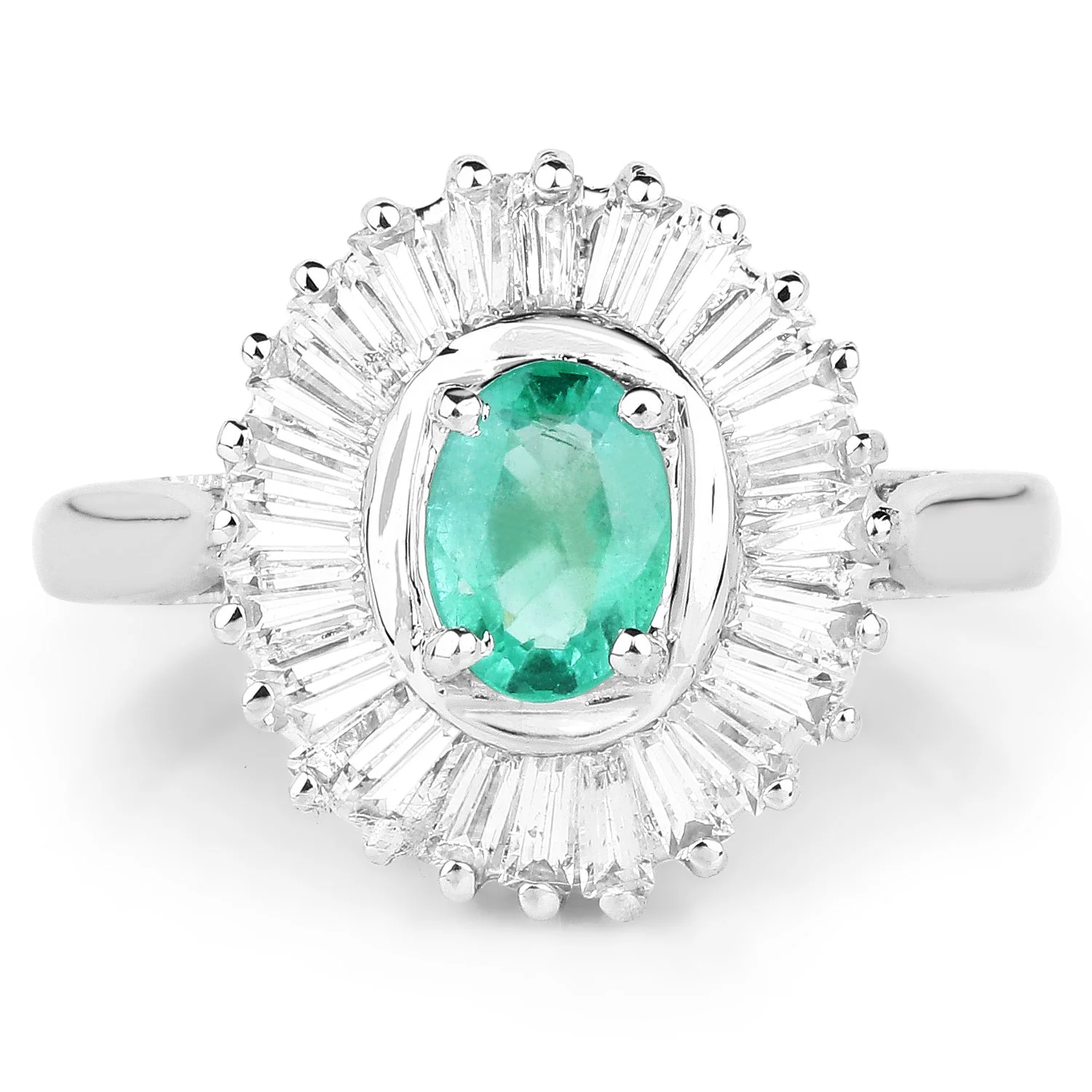 2.16 Carat Genuine Zambian Emerald and White Topaz .925 Sterling Silver Ring - Image 3
