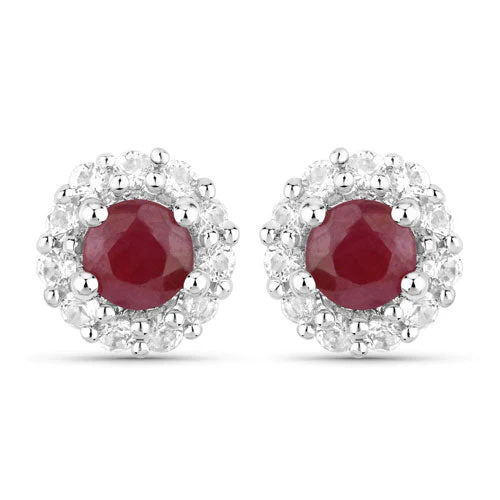 2.17 Carat Genuine Ruby and White Topaz .925 Sterling Silver Jewelry Set - Image 6