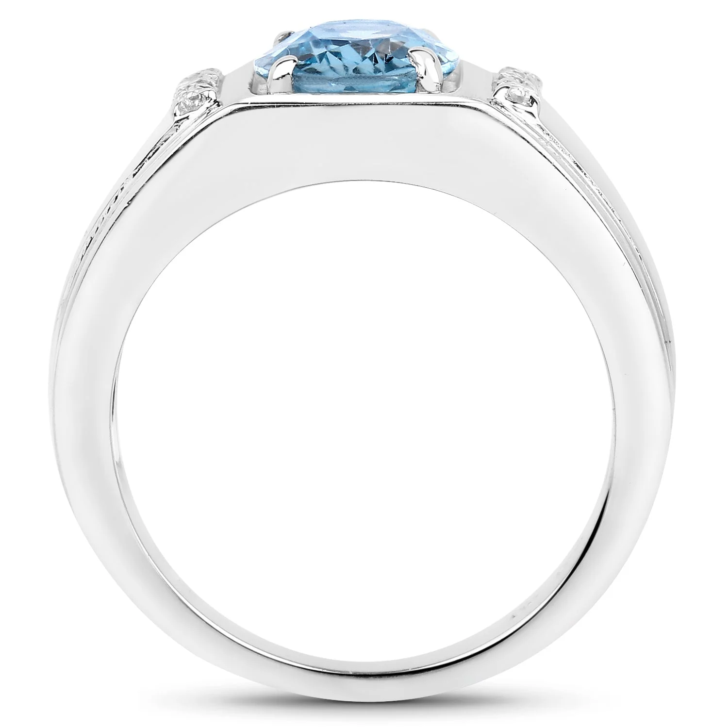 2.18 Carat Genuine London Blue Topaz and White Topaz .925 Sterling Silver Ring - Image 2