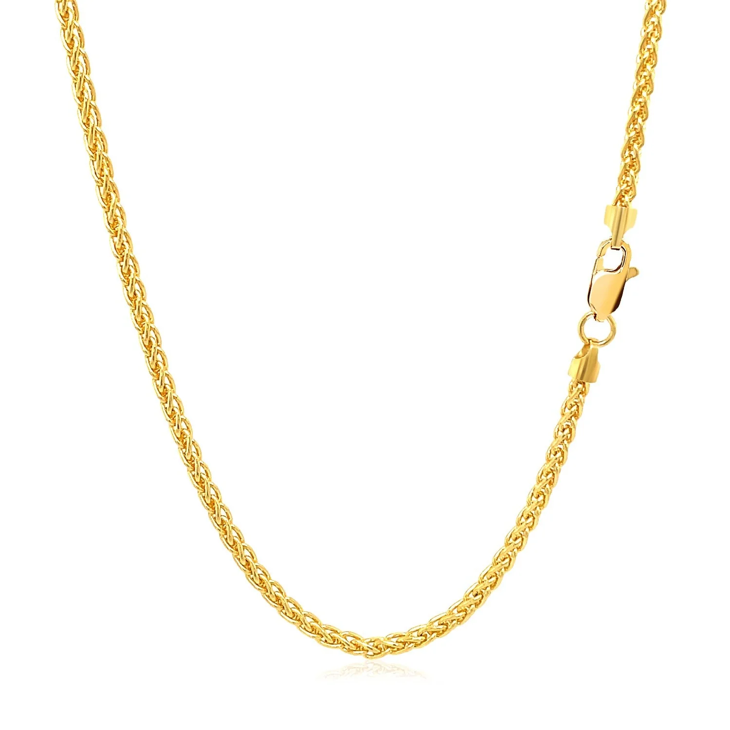 2.1mm 14k Yellow Gold Round Wheat Chain - Image 10