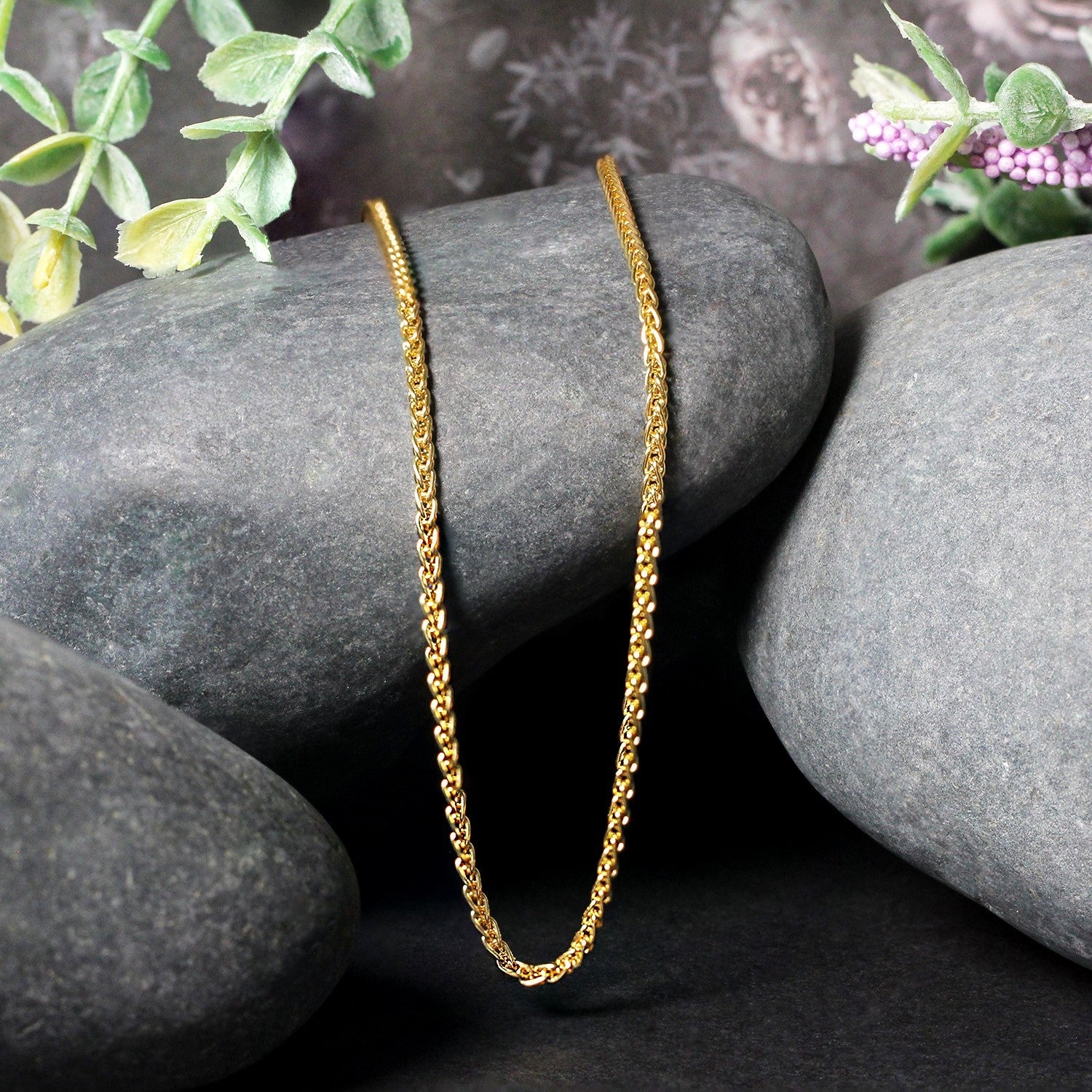2.1mm 14k Yellow Gold Round Wheat Chain - Image 11
