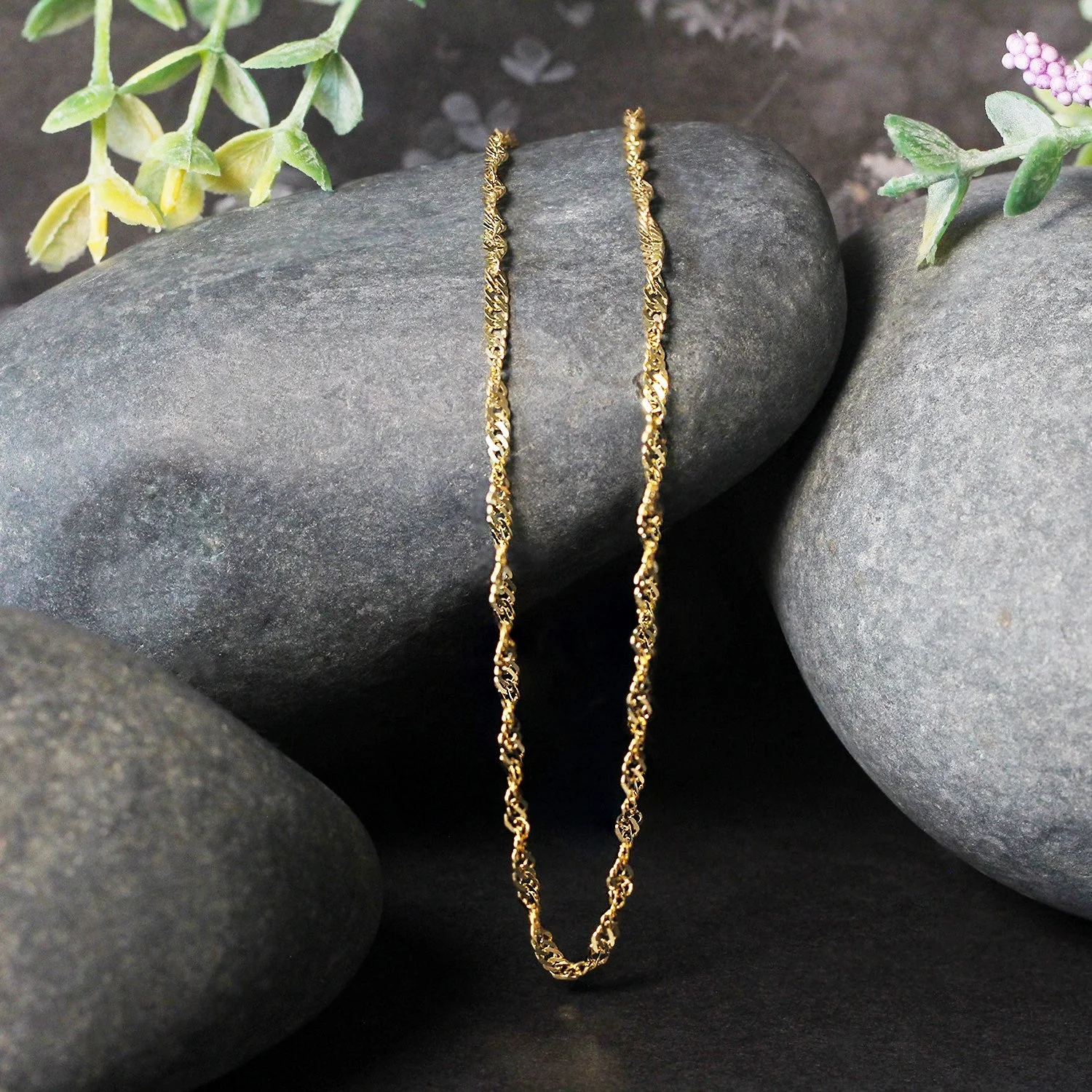 2.1mm 14k Yellow Gold Singapore Chain - Image 11