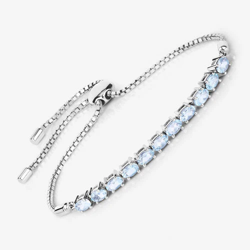 2.20 Carat Genuine Aquamarine .925 Sterling Silver Bracelet - Image 10