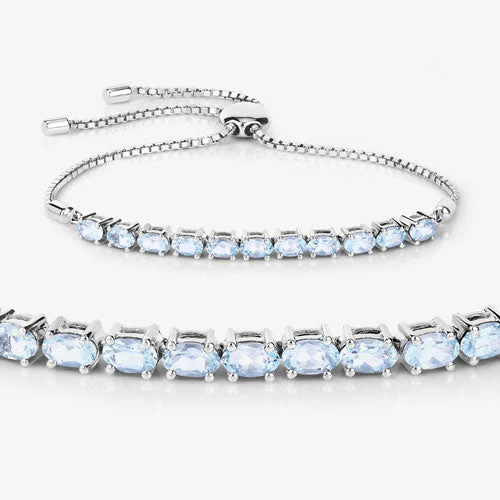 2.20 Carat Genuine Aquamarine .925 Sterling Silver Bracelet - Image 11