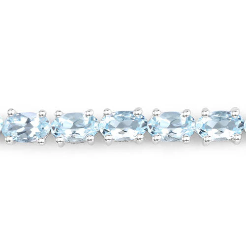 2.20 Carat Genuine Aquamarine .925 Sterling Silver Bracelet - Image 5