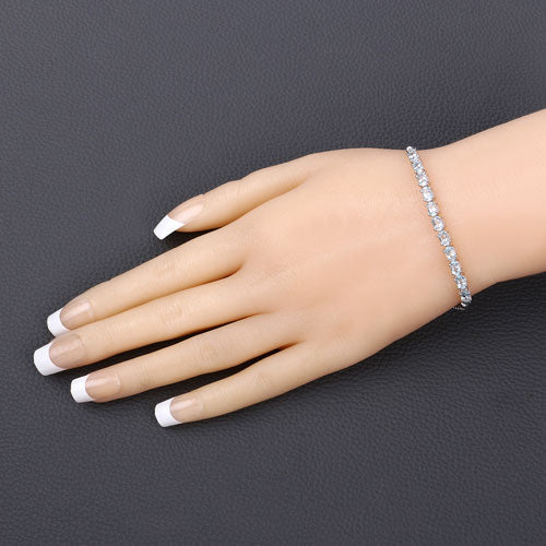 2.20 Carat Genuine Aquamarine .925 Sterling Silver Bracelet - Image 9
