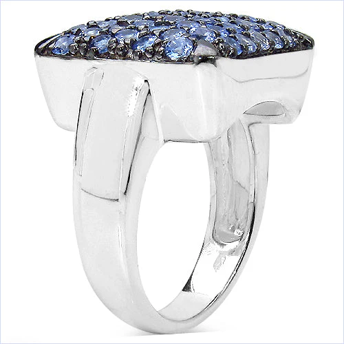 2.21 Carat Genuine Tanzanite .925 Sterling Silver Ring - Image 3
