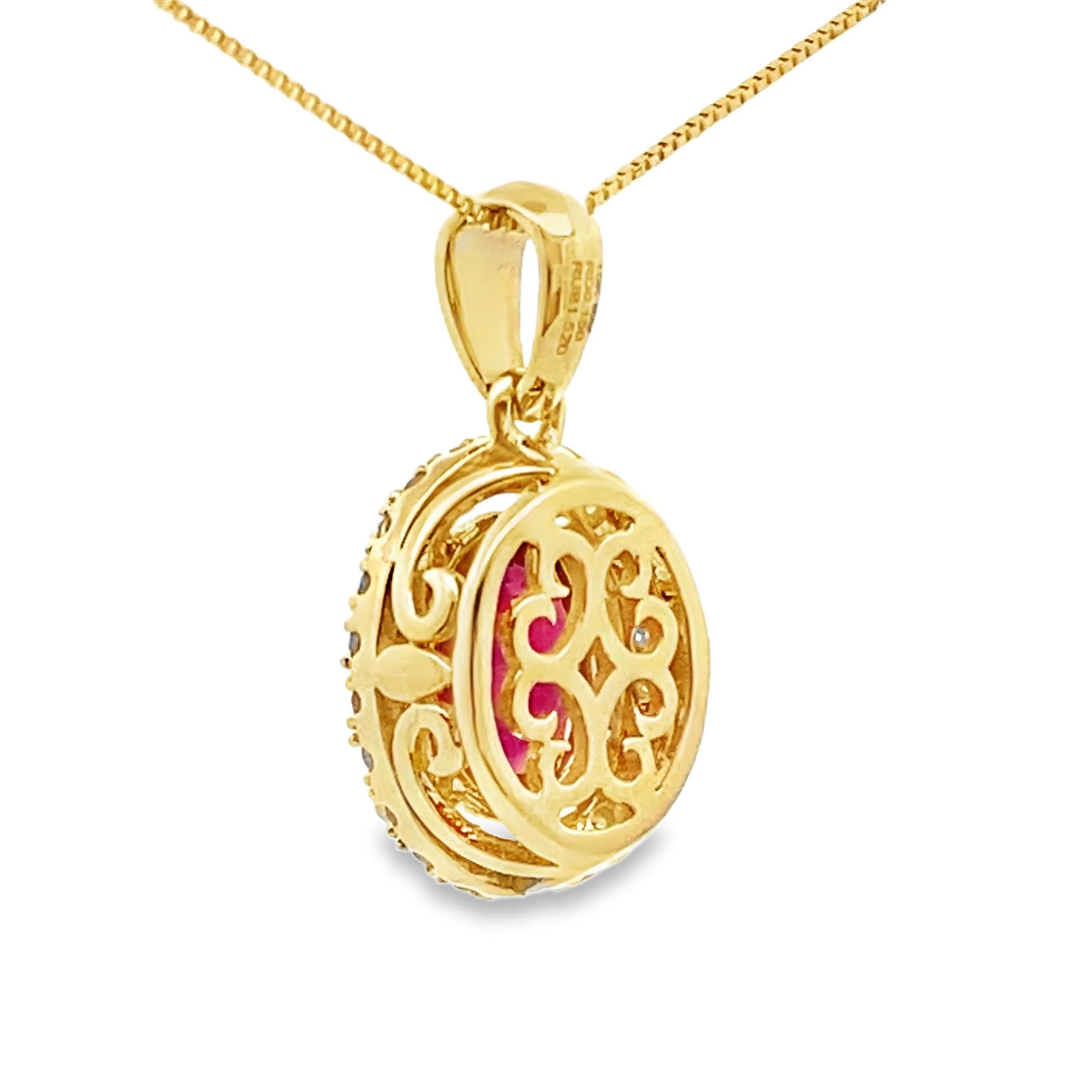 2.22ct Ruby Diamond Fashion Pendants 10KT Yellow Gold - Image 2