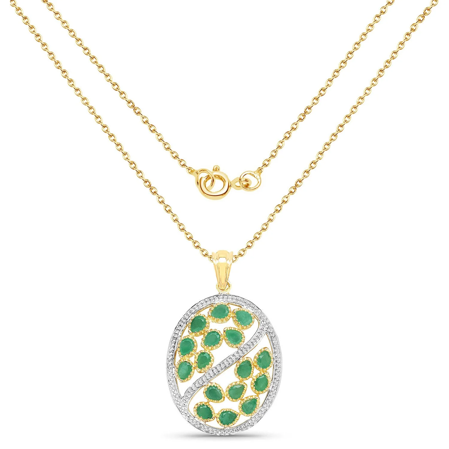 2.24 Carat Genuine Emerald .925 Sterling Silver Pendant - Image 2
