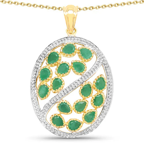 2.24 Carat Genuine Emerald .925 Sterling Silver Pendant - Image 4