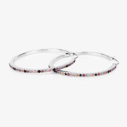 2.24 Carat Genuine Multi Sapphire .925 Sterling Silver Earrings - Image 13