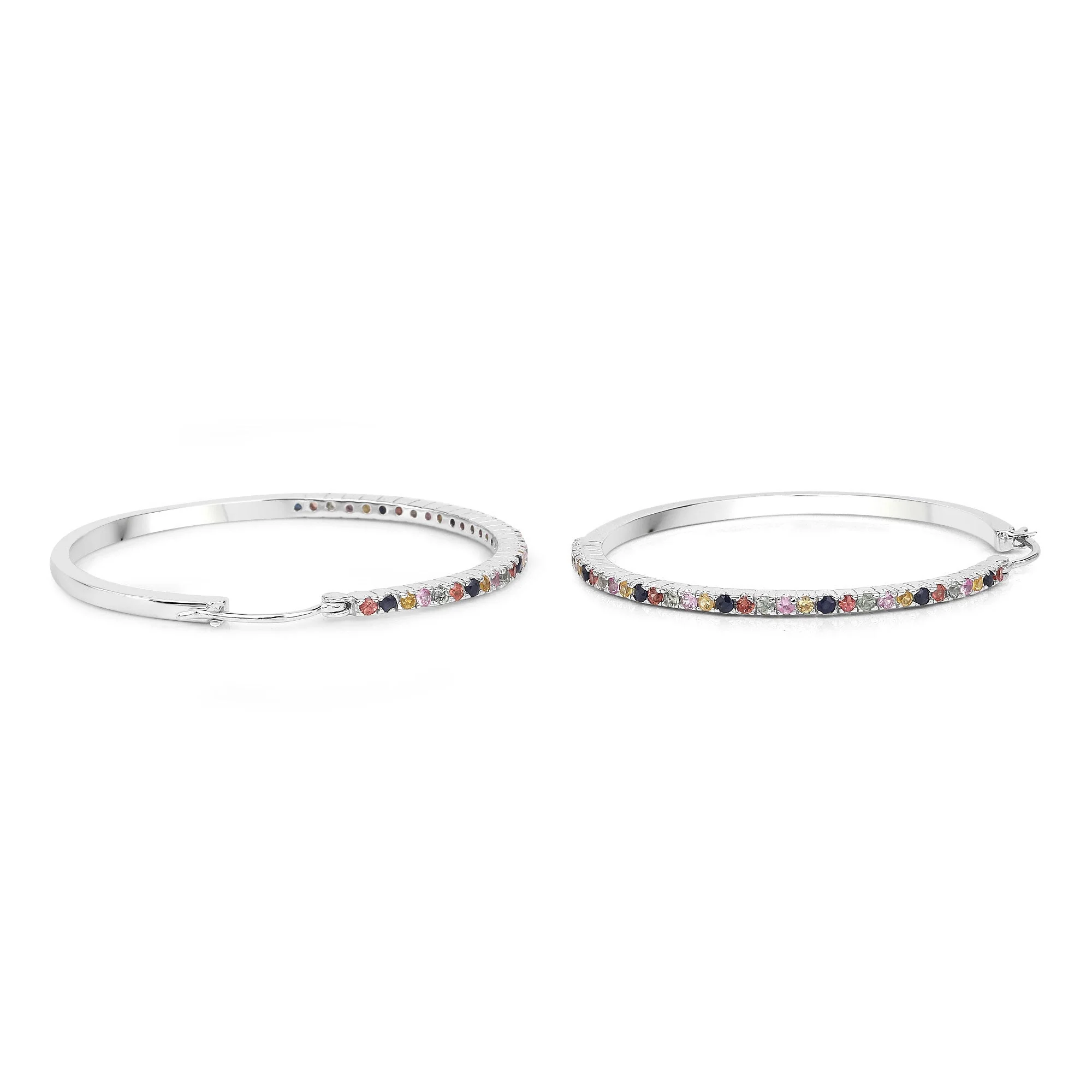 2.24 Carat Genuine Multi Sapphire .925 Sterling Silver Earrings - Image 4