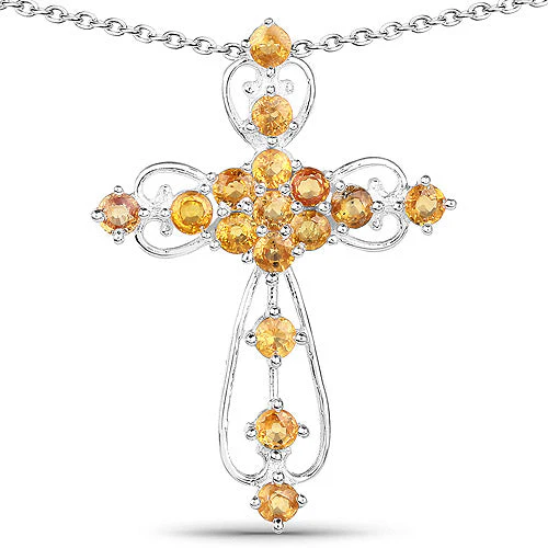 2.24 Carat Genuine Yellow Sapphire .925 Sterling Silver Pendant - Image 2