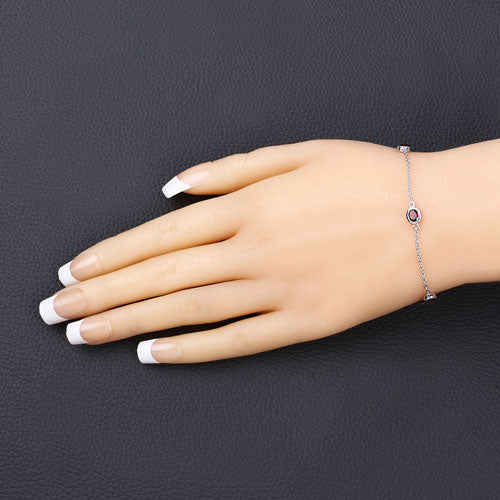 2.25 Carat Genuine Garnet .925 Sterling Silver Bracelet - Image 5
