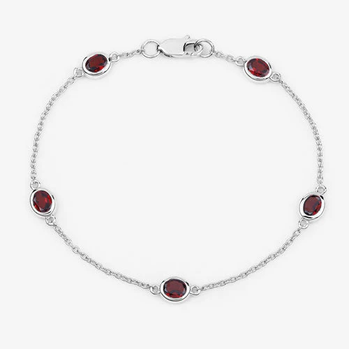 2.25 Carat Genuine Garnet .925 Sterling Silver Bracelet - Image 8