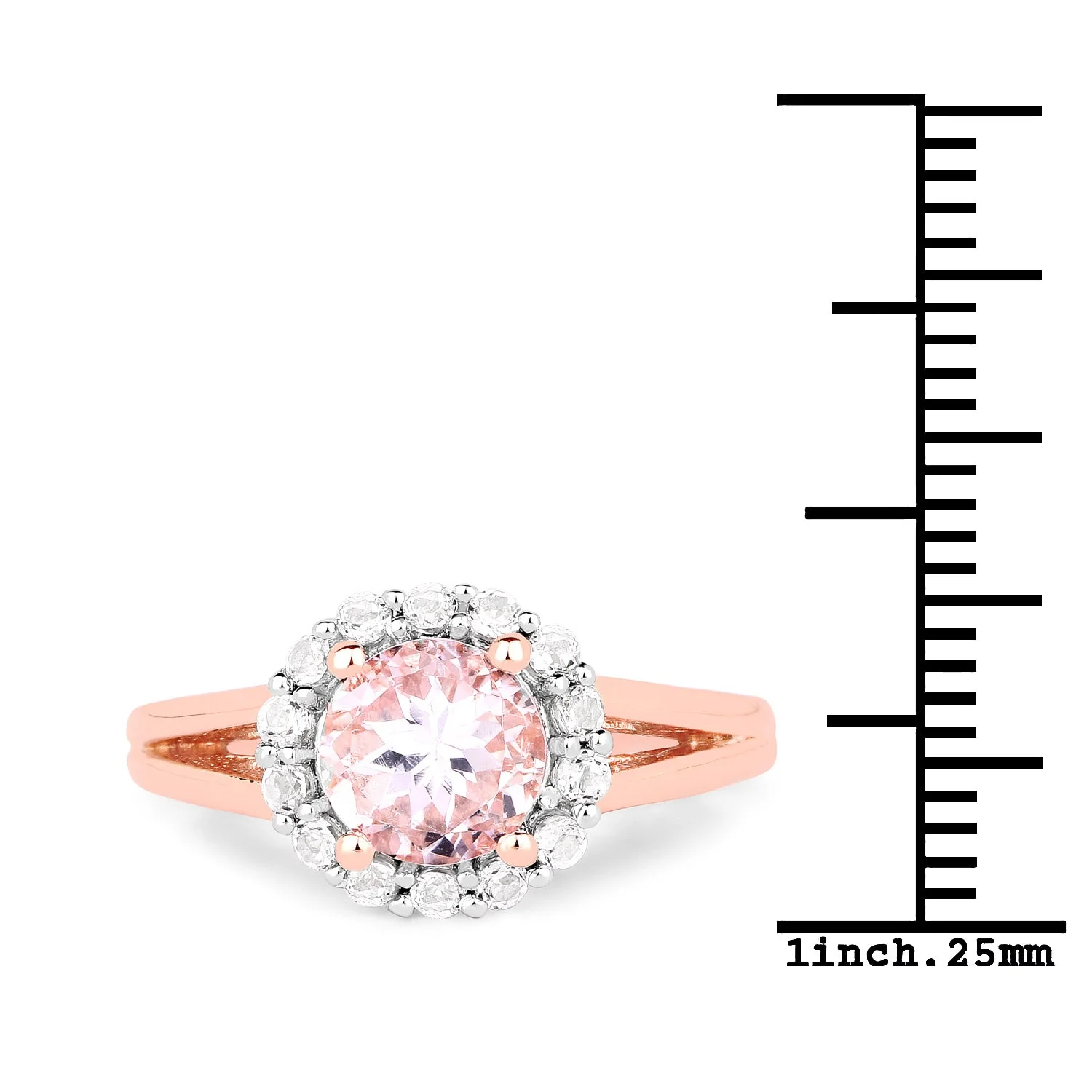 2.25 Carat Genuine Kunzite and White Topaz .925 Sterling Silver Ring - Image 3
