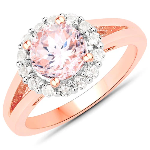 2.25 Carat Genuine Kunzite and White Topaz .925 Sterling Silver Ring - Image 4