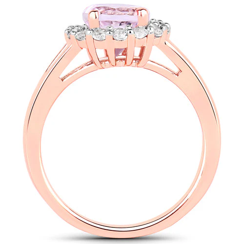 2.25 Carat Genuine Kunzite and White Topaz .925 Sterling Silver Ring - Image 5