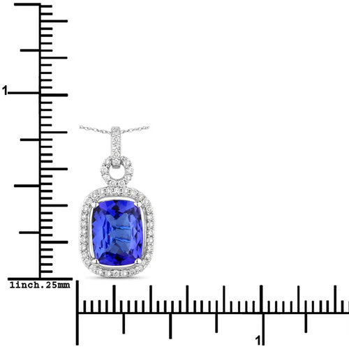 2.25 Carat Genuine Tanzanite and White Diamond 14K White Gold Pendant - Image 3