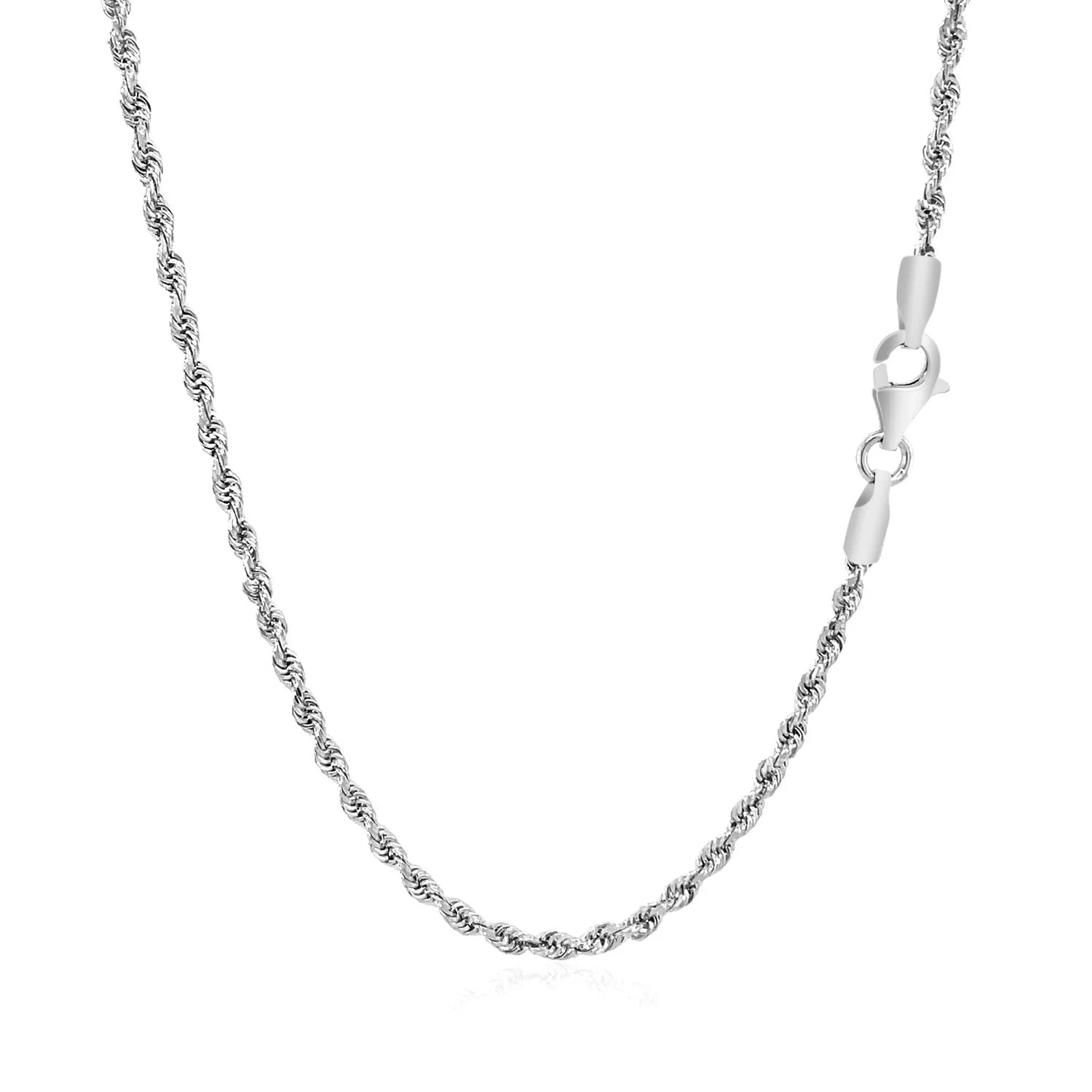 2.25mm 14k White Gold Solid Diamond Cut Rope Chain - Image 9
