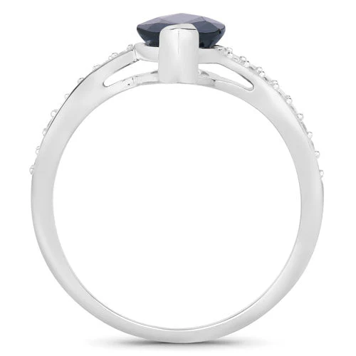 2.26 Carat Genuine Blue Sapphire and White Diamond 14K White Gold Ring - Image 2