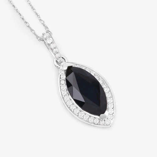2.27 Carat Genuine Blue Sapphire and White Diamond 10K White Gold Pendant - Image 7