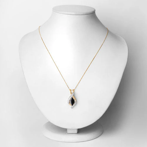 2.27 Carat Genuine Blue Sapphire and White Diamond 14K Yellow Gold Pendant - Image 2