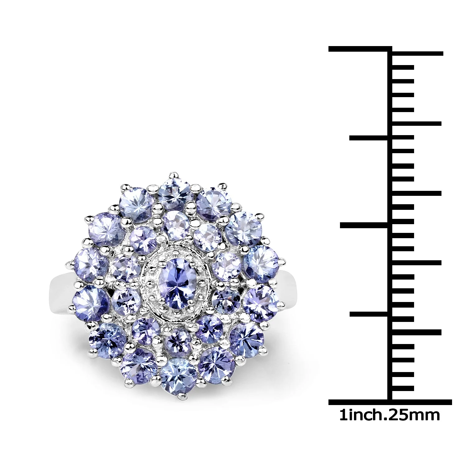2.27 Carat Genuine Tanzanite .925 Sterling Silver Ring - Image 3