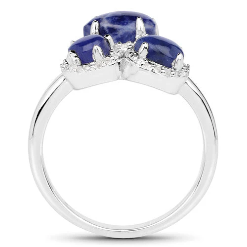 2.28 Carat Genuine Blue Aventurine And White Topaz .925 Sterling Silver Ring - Image 5