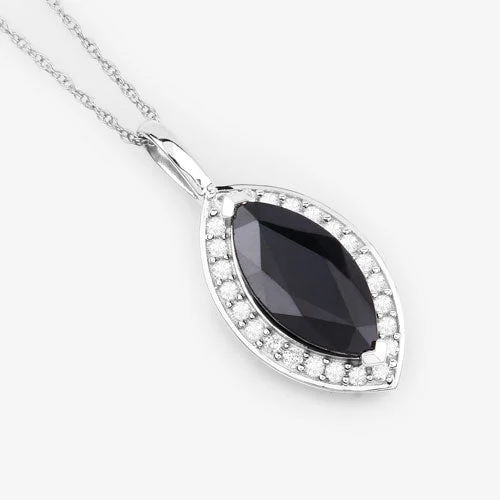 2.29 Carat Genuine Blue Sapphire and White Diamond 10K White Gold Pendant - Image 7