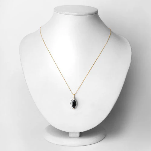 2.29 Carat Genuine Blue Sapphire and White Diamond 10K Yellow Gold Pendant - Image 2