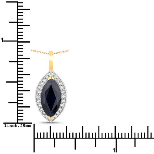 2.29 Carat Genuine Blue Sapphire and White Diamond 10K Yellow Gold Pendant - Image 3